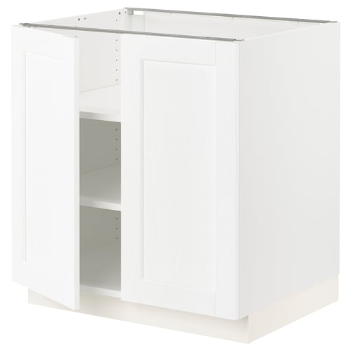 SEKTION white kitchen cabinet with single door and shelf.