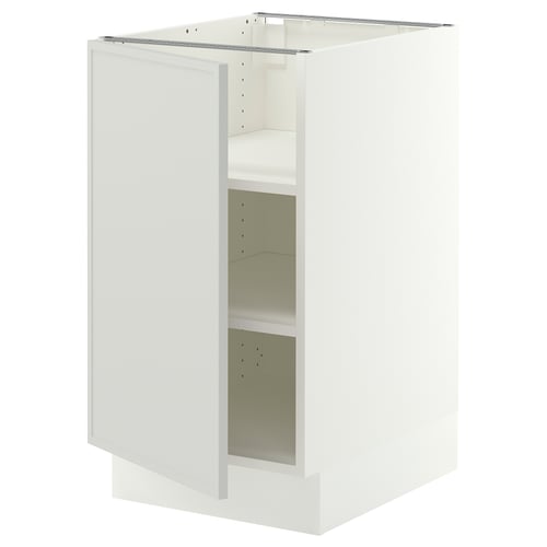 SEKTION Base cabinet with shelves, white/Aspudden light grey, 46x61x76 cm