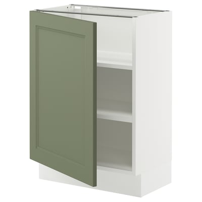 SEKTION Base cabinet with shelves, white/Axstad grey-green, 61x37x76 cm