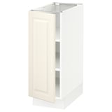 SEKTION Base cabinet with shelves, white/Bodbyn off-white, 31x61x76 cm