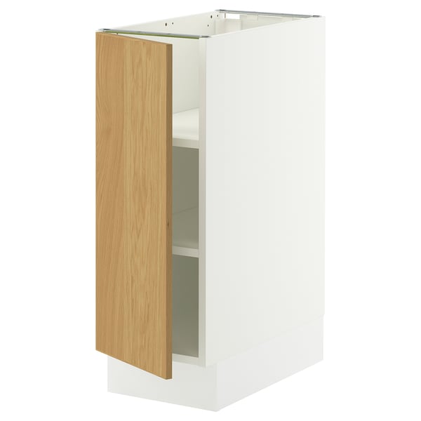 SEKTION Base cabinet with shelves, white/Sinarp oak veneer, 31x61x76 cm