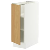 SEKTION Base cabinet with shelves, white/Sinarp oak veneer, 31x61x76 cm