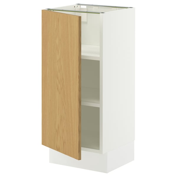 SEKTION Base cabinet with shelves, white/Sinarp oak veneer, 38x37x76 cm