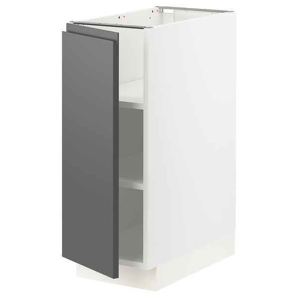 SEKTION Base cabinet with shelves, white/Voxtorp dark grey, 31x61x76 cm