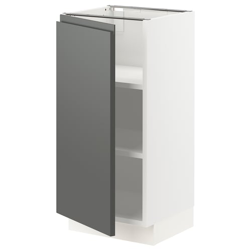 SEKTION kitchen unit with dark grey voxtorp door, white frame, adjustable shelves.