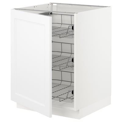 SEKTION Base cabinet with wire baskets, white/Axstad matt white, 61x61x76 cm