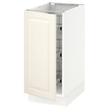 SEKTION Base cabinet with wire baskets, white/Bodbyn off-white, 38x61x76 cm