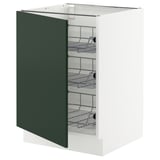 SEKTION Base cabinet with wire baskets, white/Havstorp deep green, 61x61x76 cm