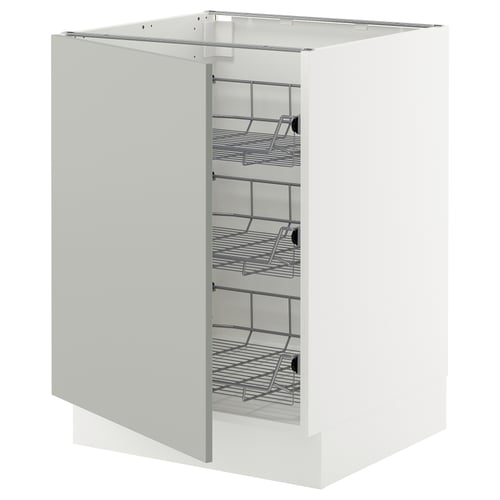 White SEKTION kitchen cabinet with pull-out wire shelves.