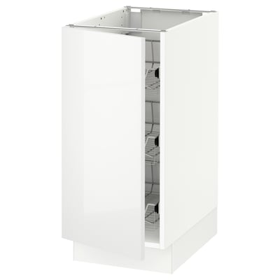 SEKTION Base cabinet with wire baskets, white/Ringhult white, 38x61x76 cm