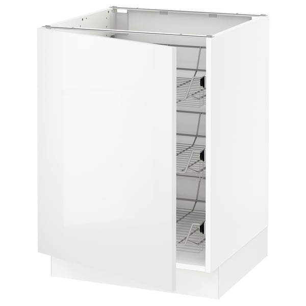SEKTION Base cabinet with wire baskets, white/Ringhult white, 61x61x76 cm