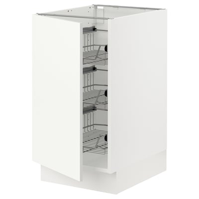 SEKTION Base cabinet with wire baskets, white/Vallstena white, 46x61x76 cm