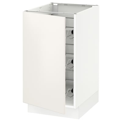 SEKTION Base cabinet with wire baskets, white/Veddinge white, 46x61x76 cm
