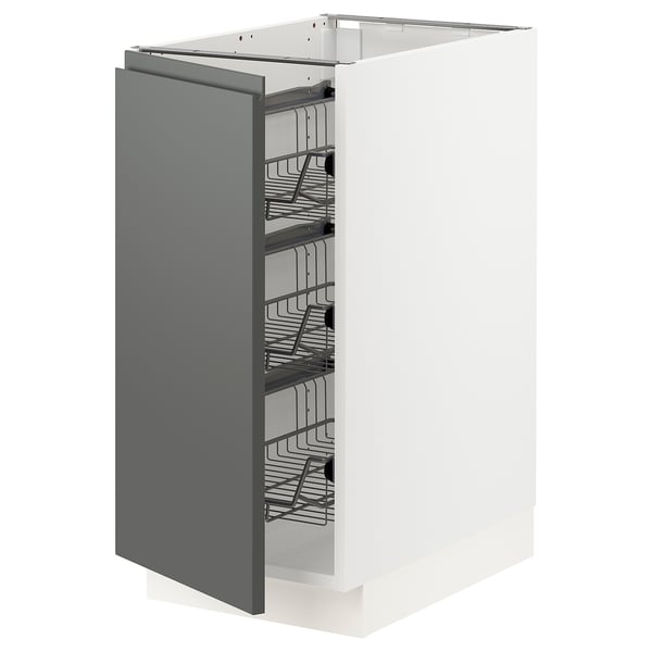 Sektion Base Cabinet With Wire Baskets White Voxtorp Dark Grey Ikea