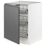 SEKTION Base cabinet with wire baskets, white/Voxtorp dark grey, 61x61x76 cm