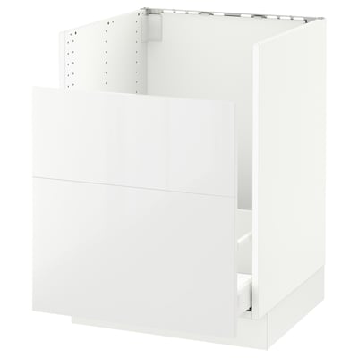 SEKTION white kitchen base unit. Modern, high-gloss design. Adapter rail on top.