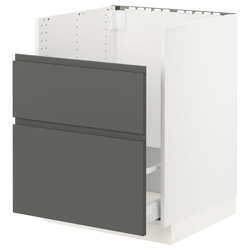 White ikea SEKTION cabinet with grey drawers, sleek & modern.