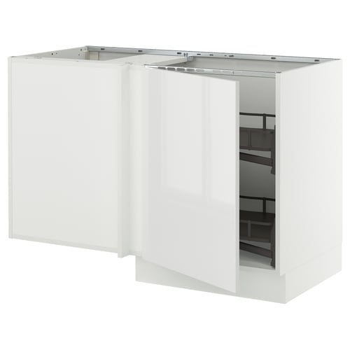 A white SEKTION kitchen cabinet with a pull-out carousel for better storage access.