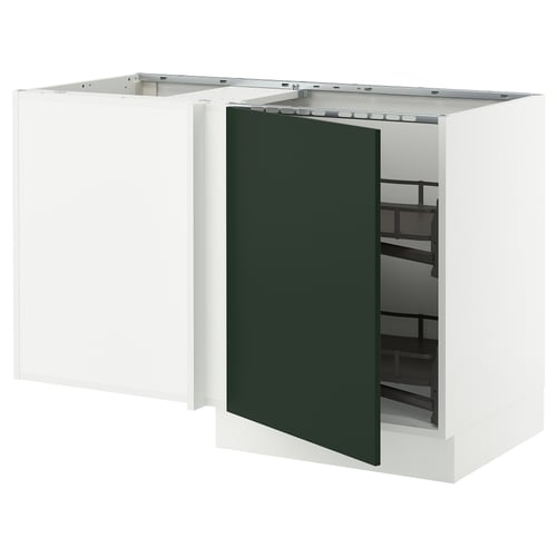 SEKTION kitchen unit with green door, white base.