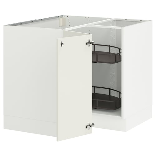 White SEKTION kitchen cabinet with pull-out shelves.