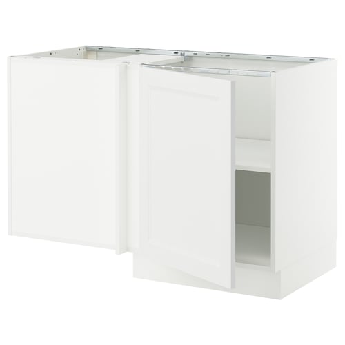 A white SEKTION kitchen cabinet with a large door and adjustable interior shelves. It has a modern, clean design.