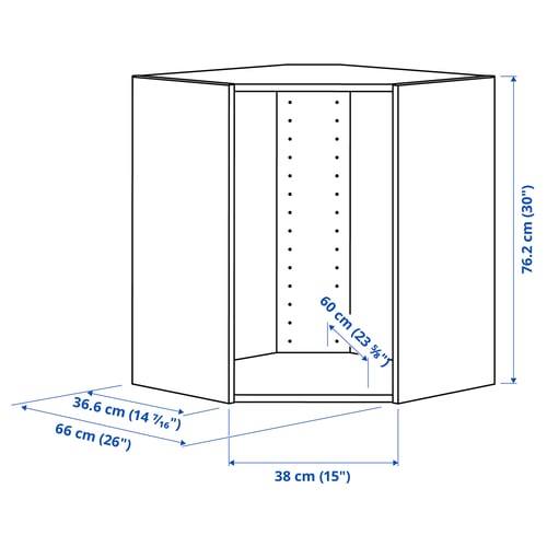 Illustration with measurements for the product: SEKTION.