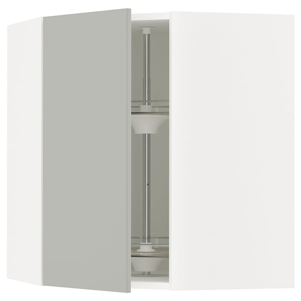 SEKTION Corner wall cabinet with carousel, white/Havstorp light grey, 66x37x76 cm