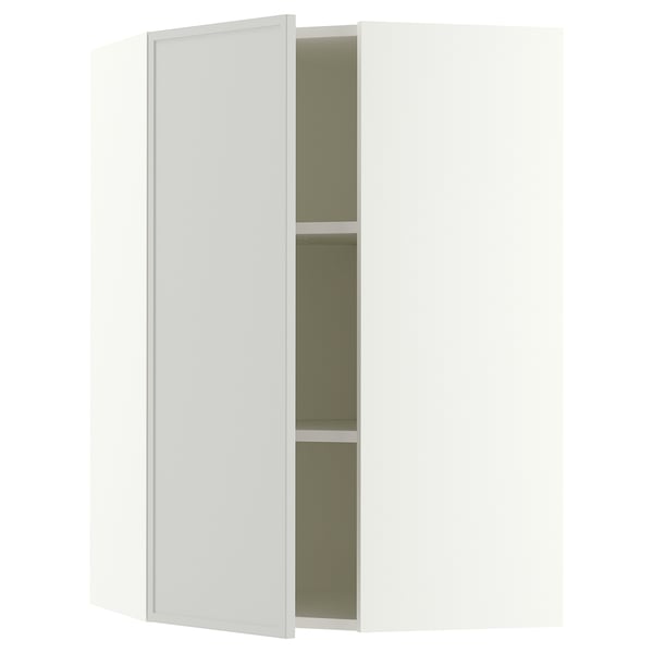 SEKTION Corner wall cabinet with shelves, white/Aspudden light grey, 66x37x102 cm