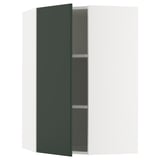 SEKTION Corner wall cabinet with shelves, white/Havstorp deep green, 66x37x102 cm