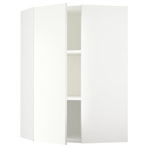 SEKTION white kitchen cabinet, sleek design, corner fit, 2 shelves.