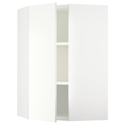 SEKTION Corner wall cabinet with shelves, white/Vallstena white, 66x37x102 cm
