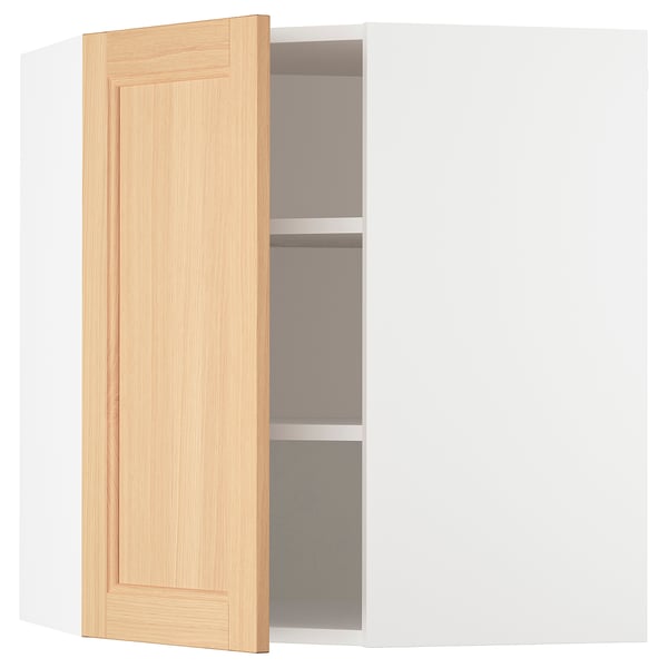 SEKTION Corner wall cabinet with shelves, white/Vedhamn oak, 66x37x76 cm