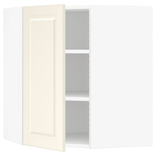 SEKTION white kitchen cabinet with off-white door, square shape, bevelled edge design, wooden material.