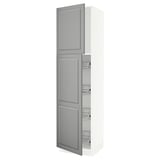 SEKTION High cabinet w door/wire baskets, white/Bodbyn grey, 61x61x229 cm