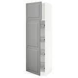 SEKTION High cabinet w door/wire baskets, white/Bodbyn grey, 61x61x203 cm
