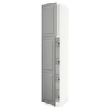 SEKTION High cabinet w door/wire baskets, white/Bodbyn grey, 46x61x229 cm
