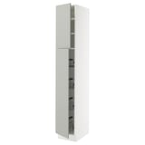 SEKTION High cabinet w door/wire baskets, white/Havstorp light grey, 38x61x229 cm