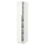 SEKTION High cabinet w door/wire baskets, white/Vallstena white, 46x61x229 cm