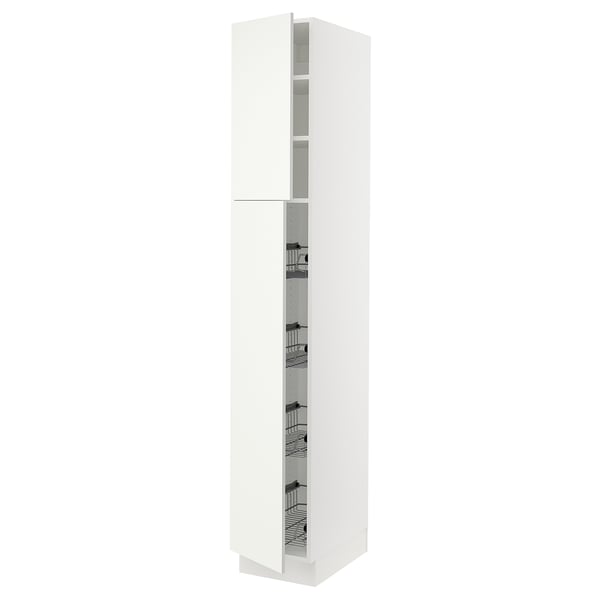 SEKTION High cabinet w door/wire baskets, white/Vallstena white, 38x61x229 cm