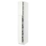 SEKTION High cabinet w door/wire baskets, white/Vallstena white, 38x61x229 cm
