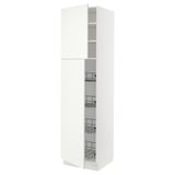 SEKTION High cabinet w door/wire baskets, white/Vallstena white, 61x61x229 cm