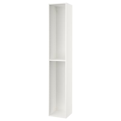 White SEKTION kitchen cabinet, tall and narrow with one shelf, modern design.