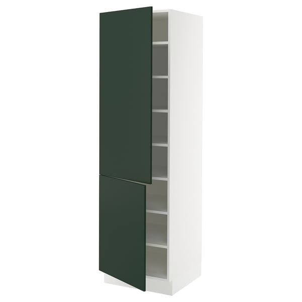 SEKTION High cabinet with shelves/2 doors, white/Havstorp deep green, 61x61x203 cm