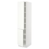 SEKTION High cabinet with shelves/2 doors, white/Vallstena white, 46x61x203 cm