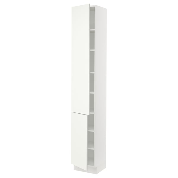 SEKTION High cabinet with shelves/2 doors, white/Vallstena white, 38x37x229 cm
