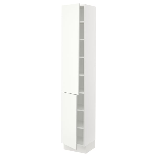 SEKTION High cabinet with shelves/2 doors, white/Vallstena white, 38x37x203 cm