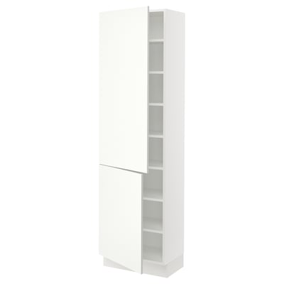 SEKTION High cabinet with shelves/2 doors, white/Vallstena white, 61x37x203 cm