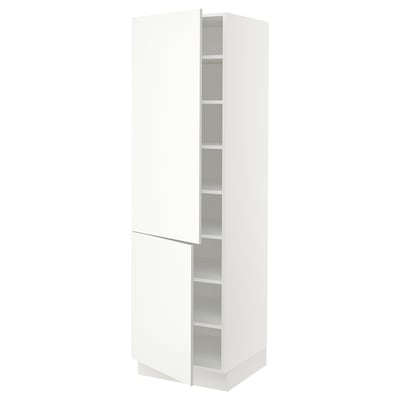 SEKTION High cabinet with shelves/2 doors, white/Vallstena white, 61x61x203 cm