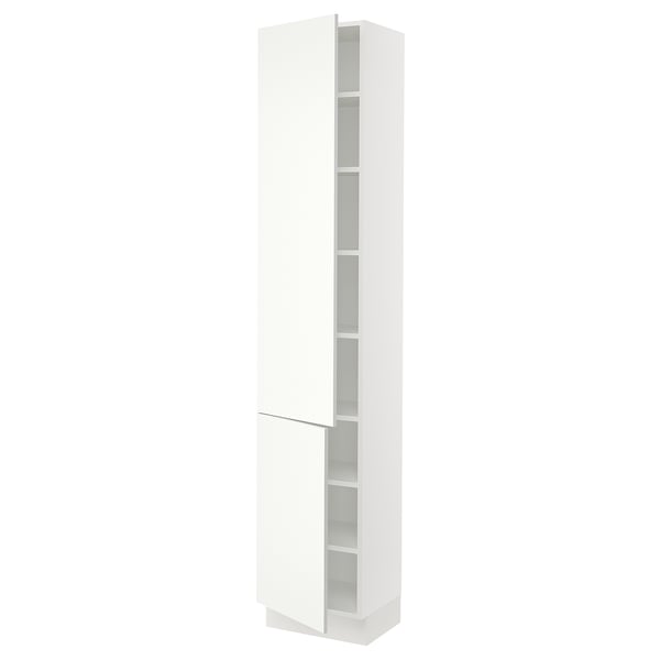 SEKTION High cabinet with shelves/2 doors, white/Vallstena white, 46x37x229 cm