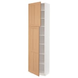 SEKTION High cabinet with shelves/2 doors, white/Vedhamn oak, 61x37x229 cm